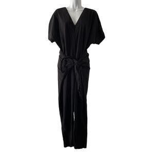 Pharaoh Andrea Jumpsuit Womens 0 Black Minimalist Adjustable Tie Waist Artsy